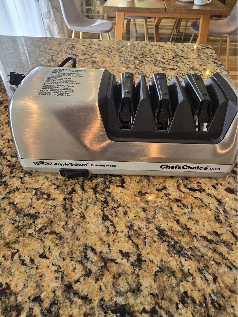 Chef'sChoice 1520 AngleSelect Electric Knife Sharpener Brushed Metal